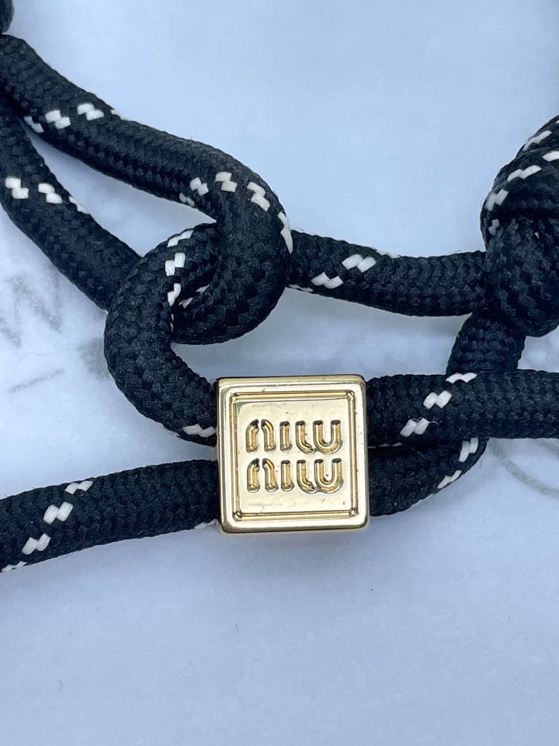 Miumiu Black White Metal Logo Bracelet
