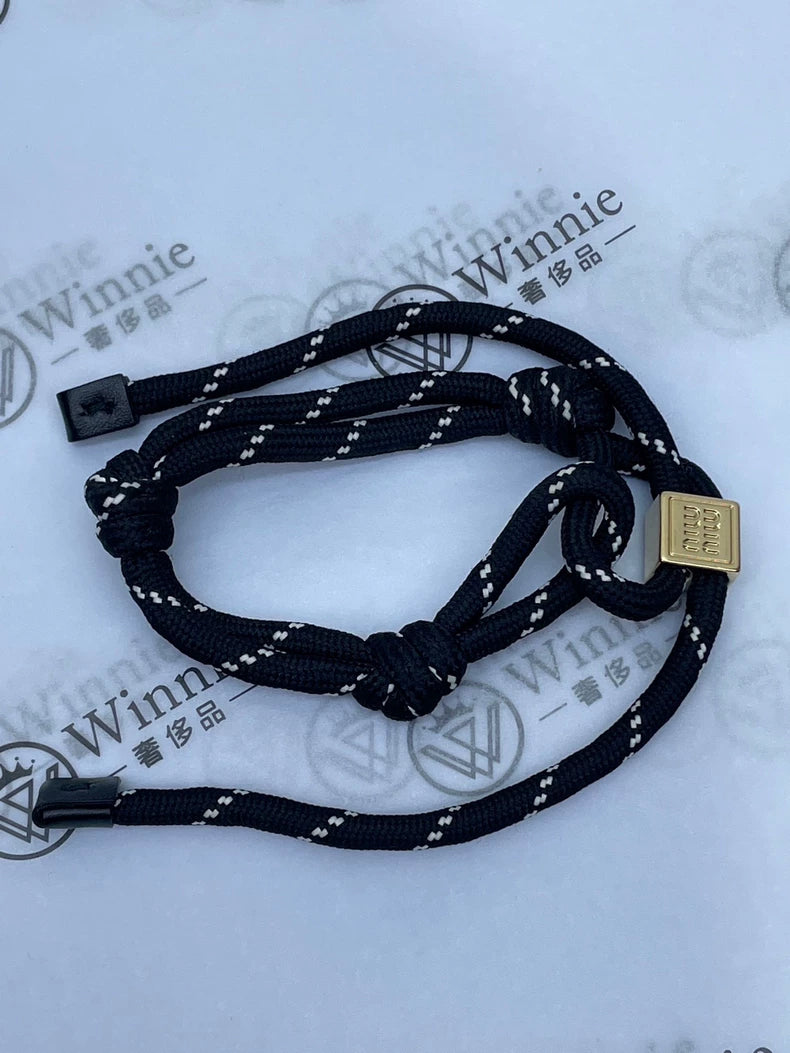 Miumiu Black White Metal Logo Bracelet