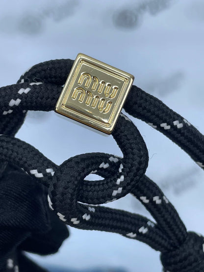 Miumiu Black White Metal Logo Bracelet