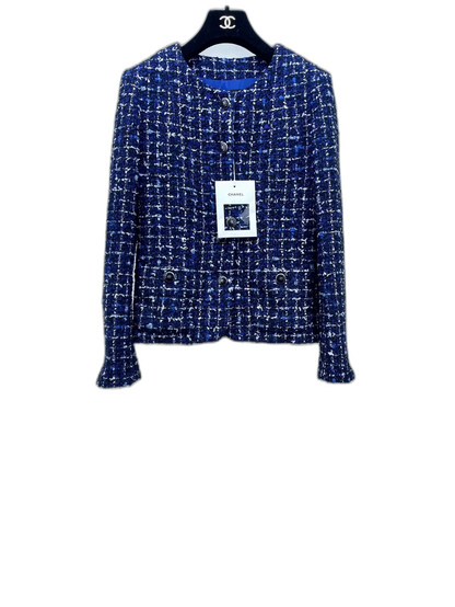 Blue Check Tweed Jacket from Chanel