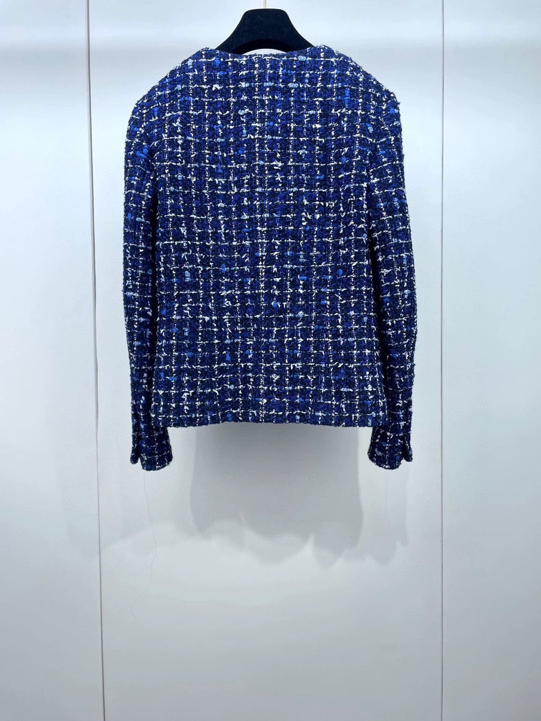 Blue Check Tweed Jacket from Chanel