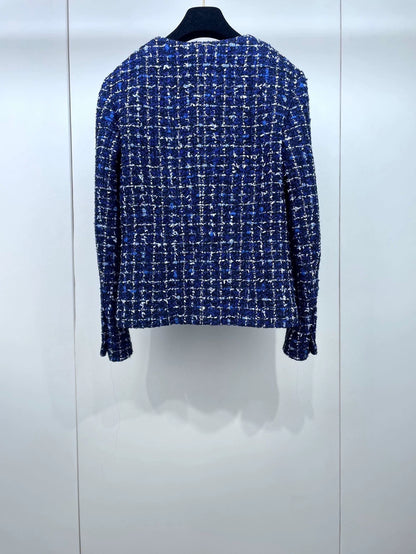 Blue Check Tweed Jacket from Chanel