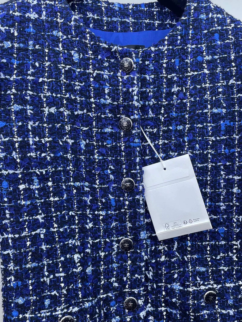 Blue Check Tweed Jacket from Chanel