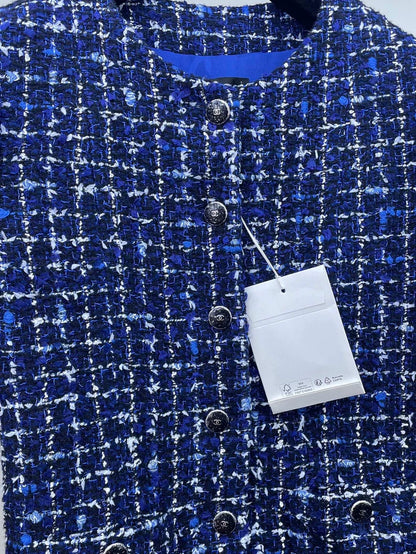 Blue Check Tweed Jacket from Chanel