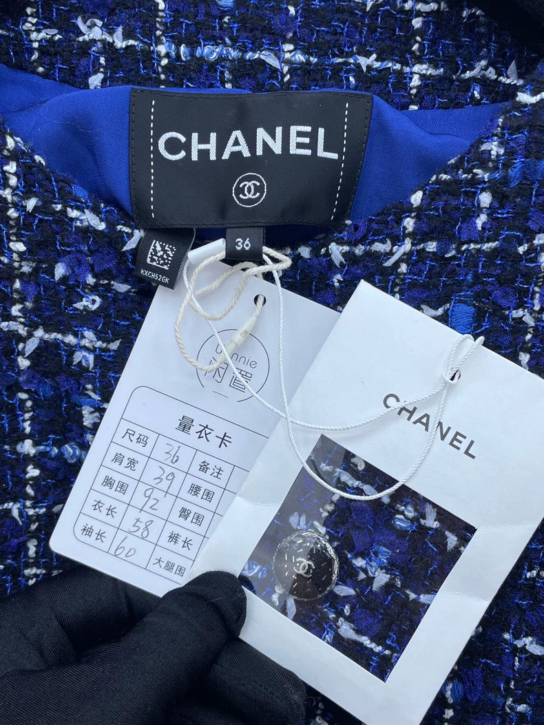 Blue Check Tweed Jacket from Chanel