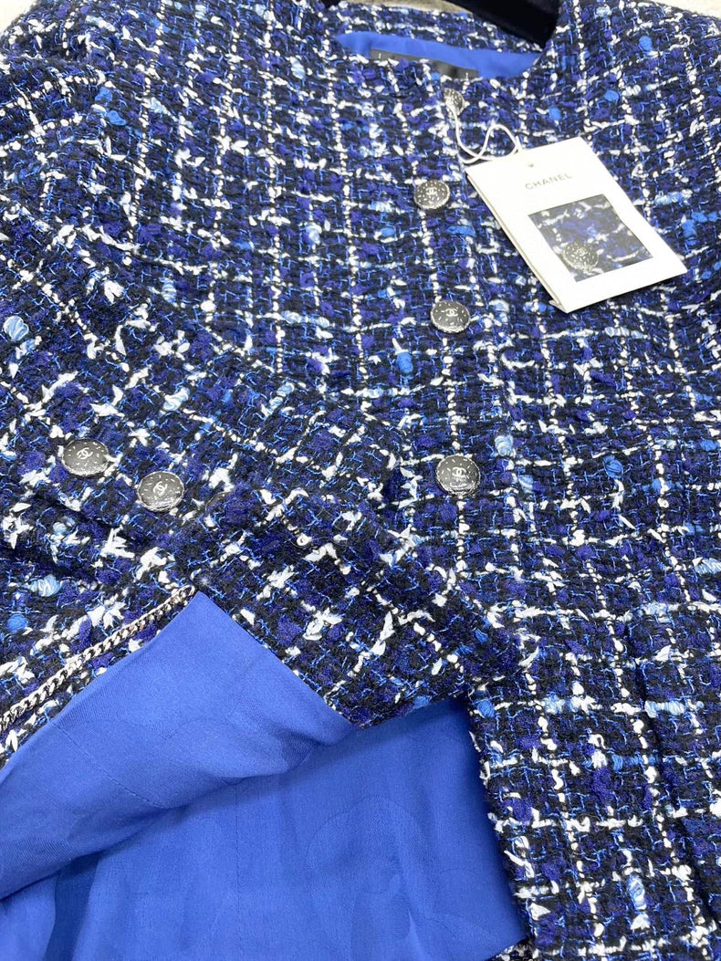 Blue Check Tweed Jacket from Chanel