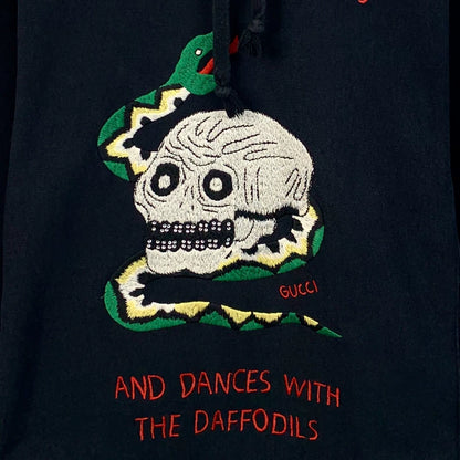 Gucci Black Skull Embroidered Hooded Sweatshirt