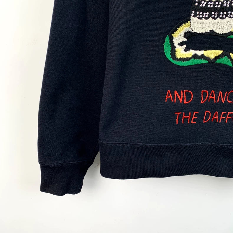 Gucci Black Skull Embroidered Hooded Sweatshirt