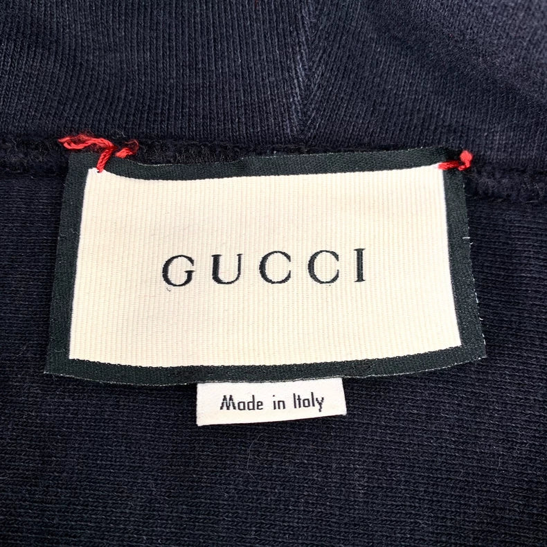 Gucci Black Skull Embroidered Hooded Sweatshirt