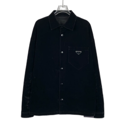Prada Black Cotton Triangular Logo Jacket