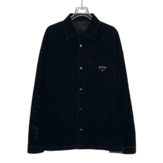 Prada Black Cotton Triangular Logo Jacket