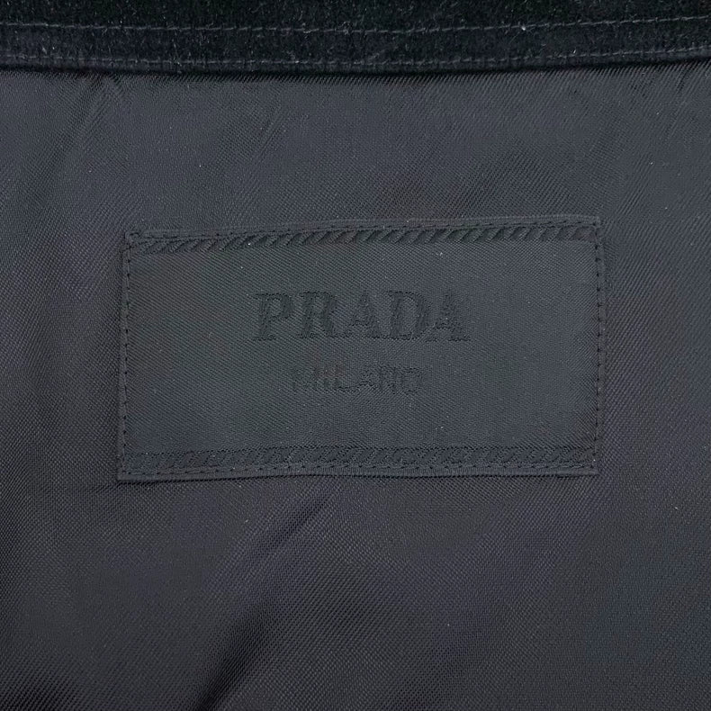 Prada Black Cotton Triangular Logo Jacket