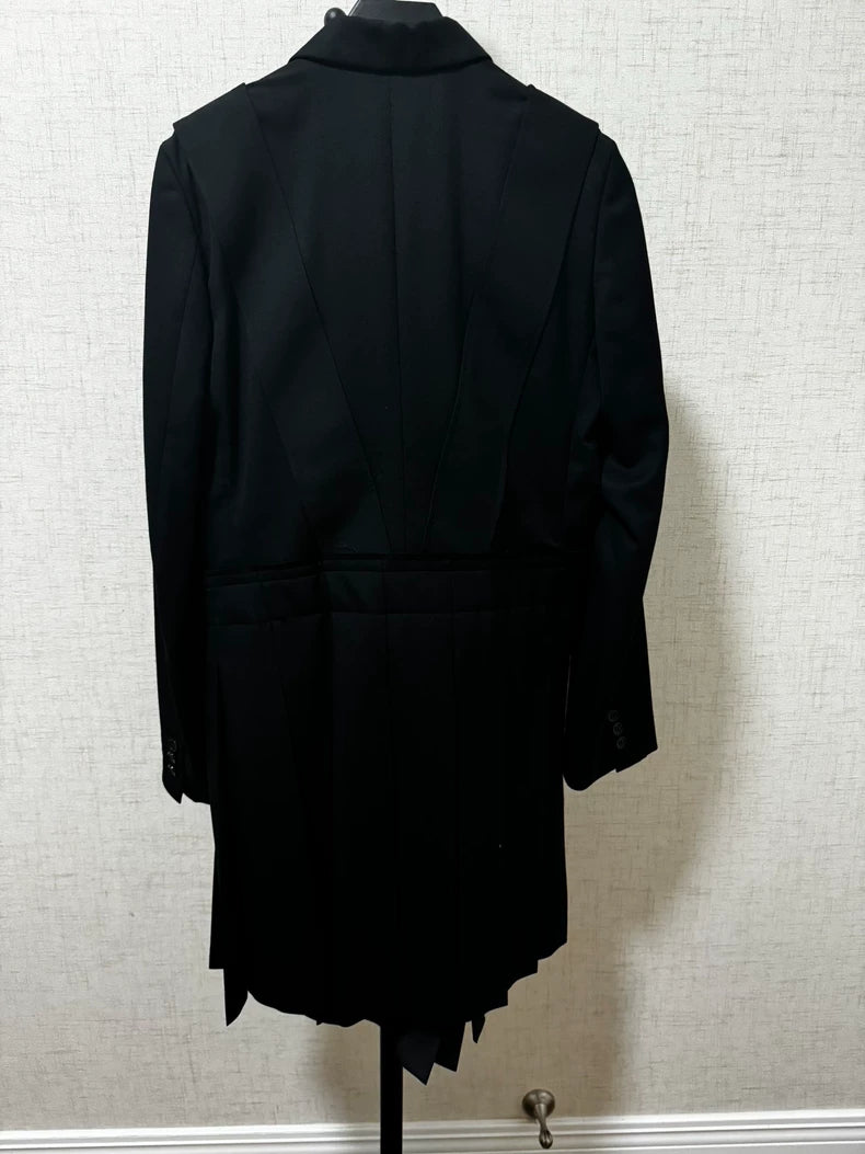 CDG Black Pleated Hem Blazer Coat