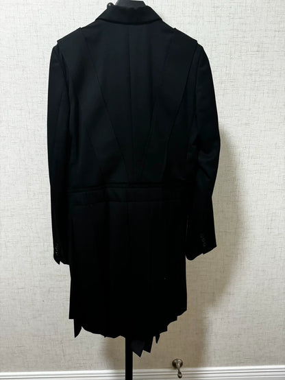 CDG Black Pleated Hem Blazer Coat