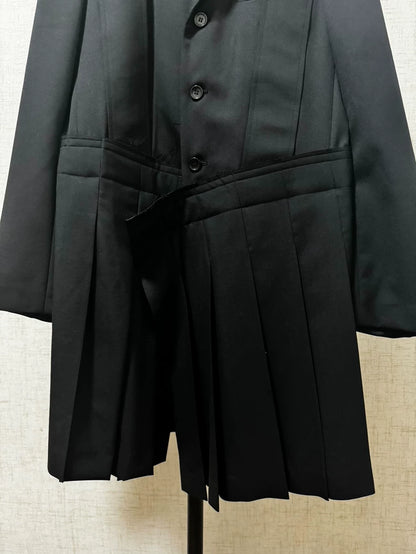 CDG Black Pleated Hem Blazer Coat