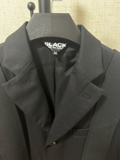 CDG Black Pleated Hem Blazer Coat