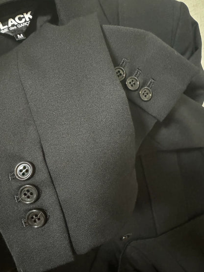 CDG Black Pleated Hem Blazer Coat