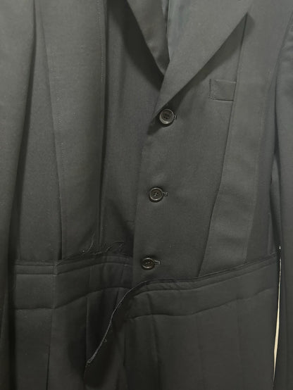 CDG Black Pleated Hem Blazer Coat