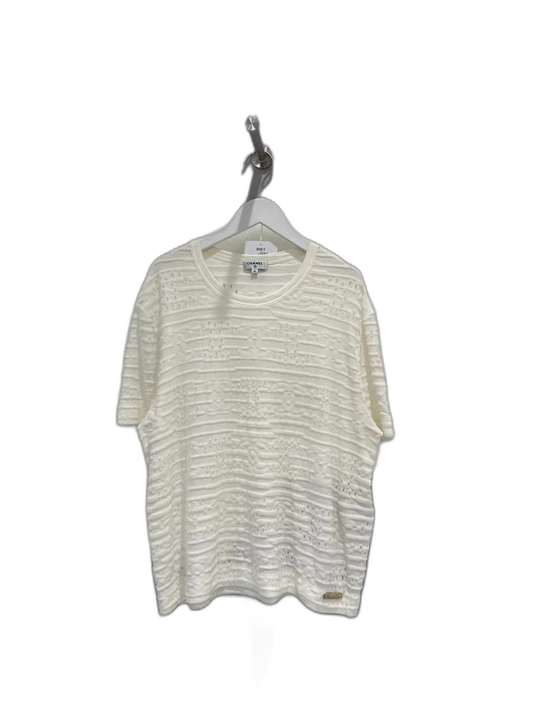 Chanel White Hollow Logo Short Sleeve Tee