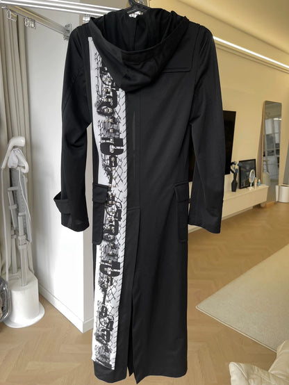 CDG Homme Plus Graffiti Rivet Trench Coat