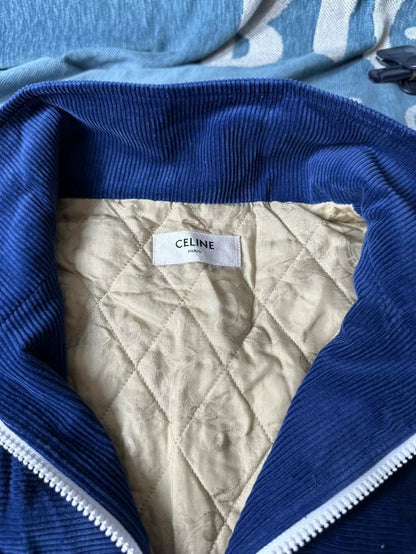 Celine Blue Corduroy Embroidered Jacket