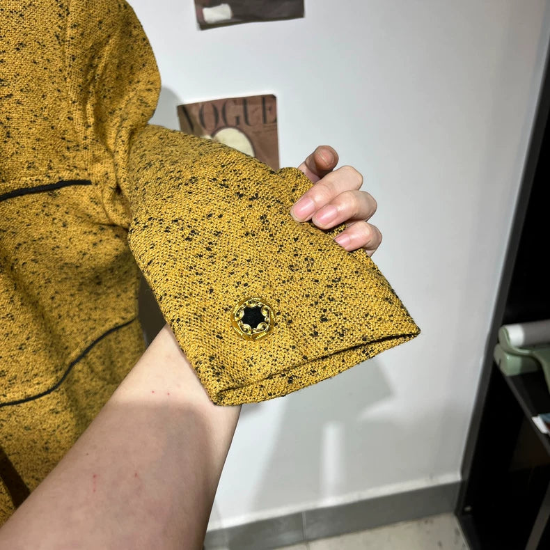 Vintage Layered Yellow Wool Outerwear