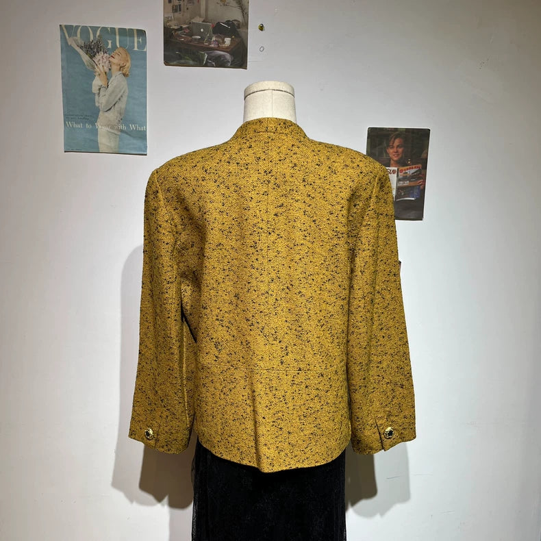 Vintage Layered Yellow Wool Outerwear