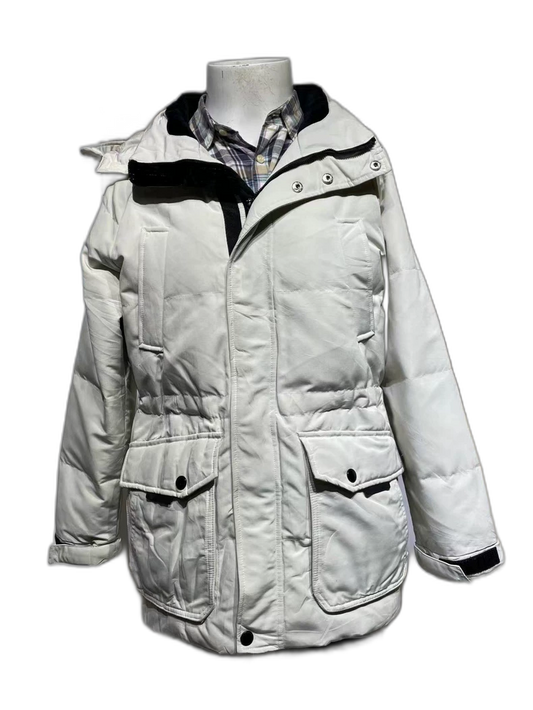 Vintage White Hooded Puffer Jacket