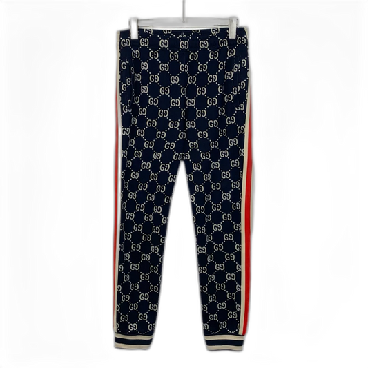 Gucci Dark Blue Logo Stretch Pants