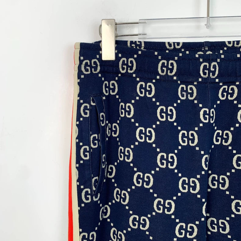 Gucci Dark Blue Logo Stretch Pants