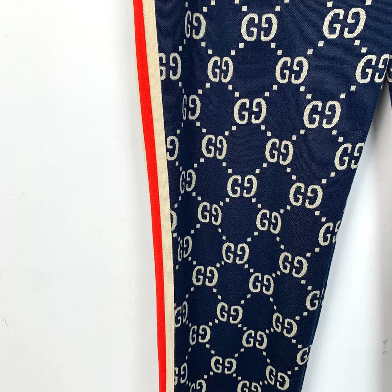 Gucci Dark Blue Logo Stretch Pants