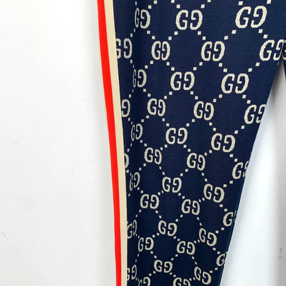 Gucci Dark Blue Logo Stretch Pants