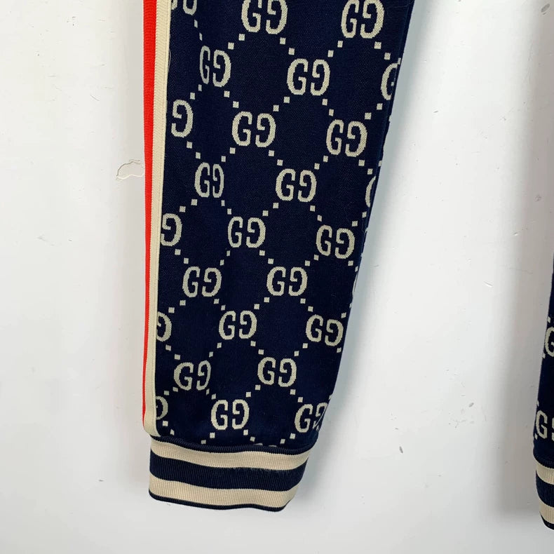 Gucci Dark Blue Logo Stretch Pants