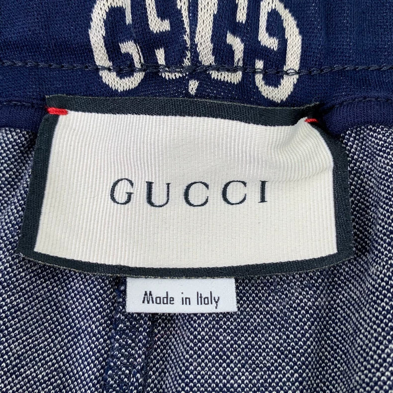 Gucci Dark Blue Logo Stretch Pants