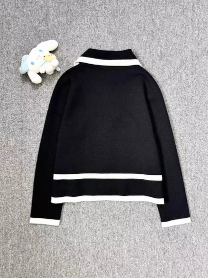 Gucci Black White Knit Cardigan Sweater