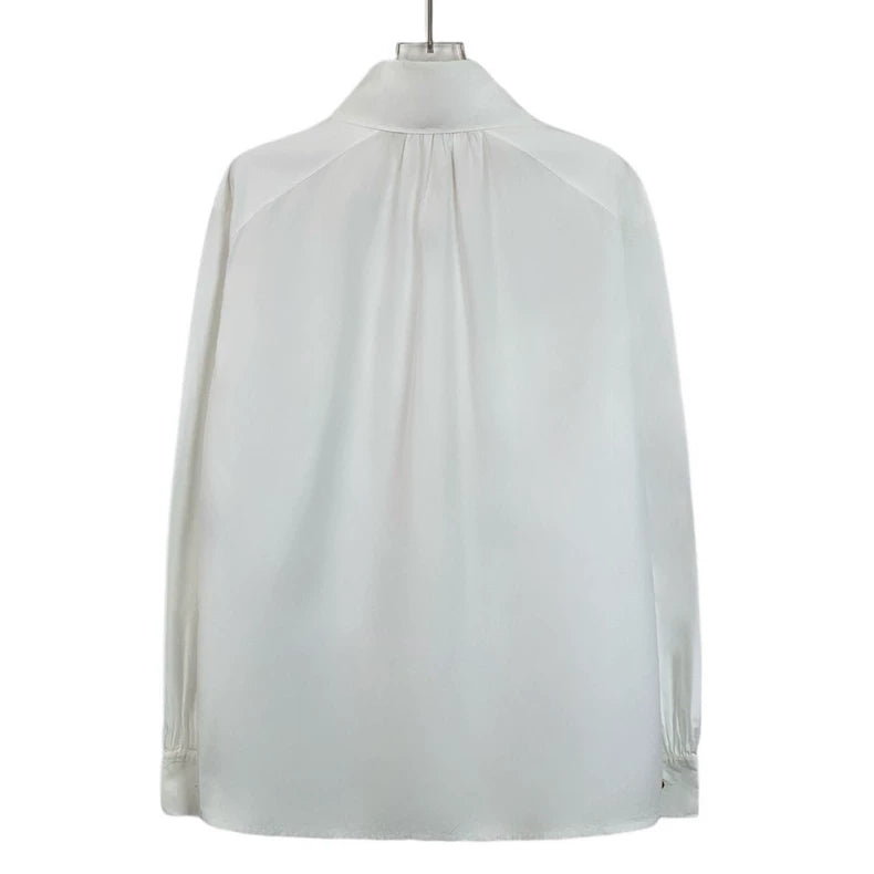 Chanel White Cotton Collared Long Sleeve Shirt