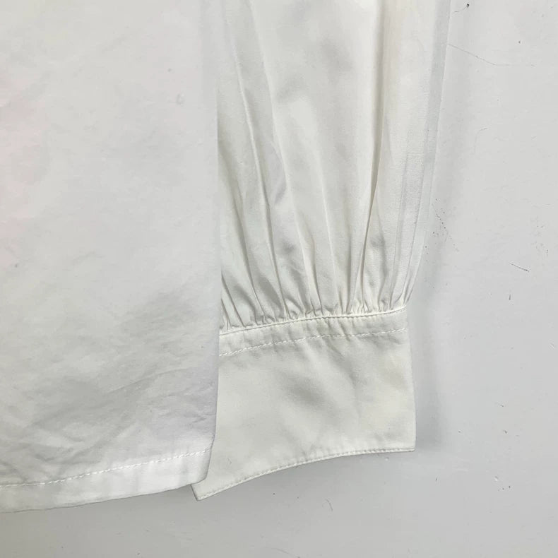 Chanel White Cotton Collared Long Sleeve Shirt