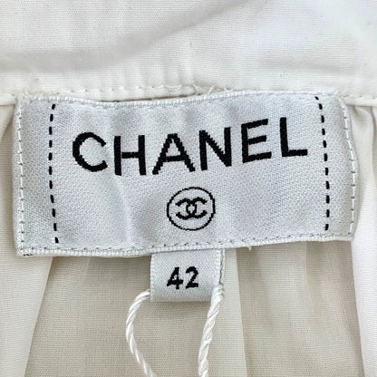 Chanel White Cotton Collared Long Sleeve Shirt