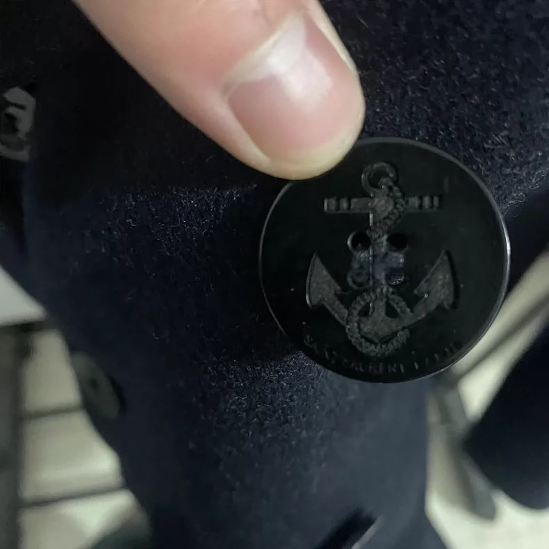 Saint Laurent Double-Breasted Navy Coat