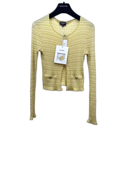 Chanel Yellow Knit Cardigan with Tag