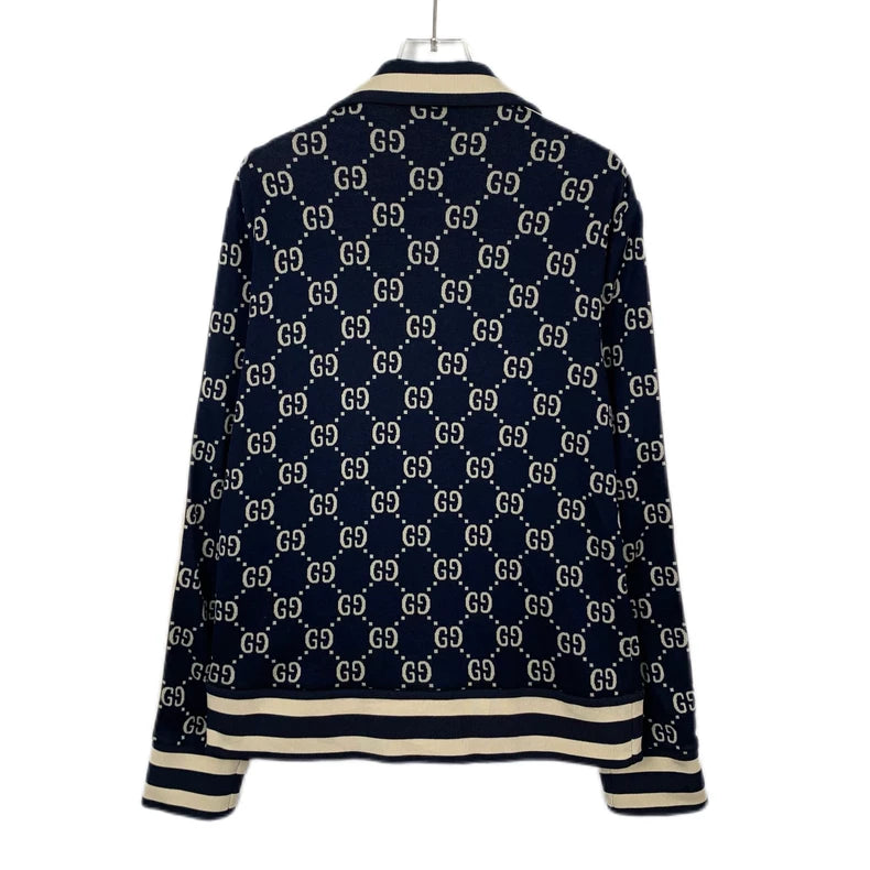 Gucci Blue Logo Print Zip Jacket