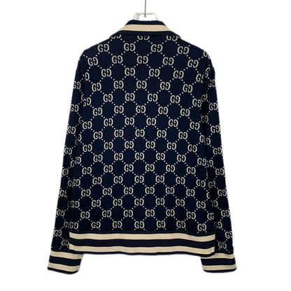 Gucci Blue Logo Print Zip Jacket