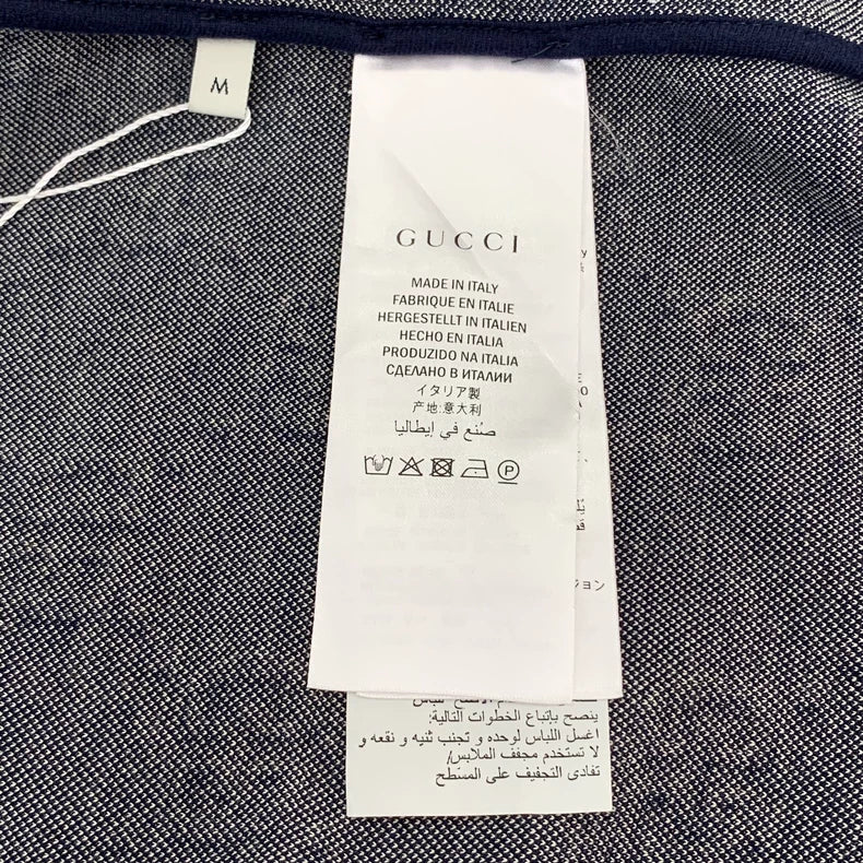 Gucci Blue Logo Print Zip Jacket