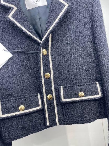 Celine Black and White Gold Button Jacket