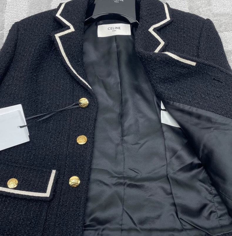 Celine Black and White Gold Button Jacket
