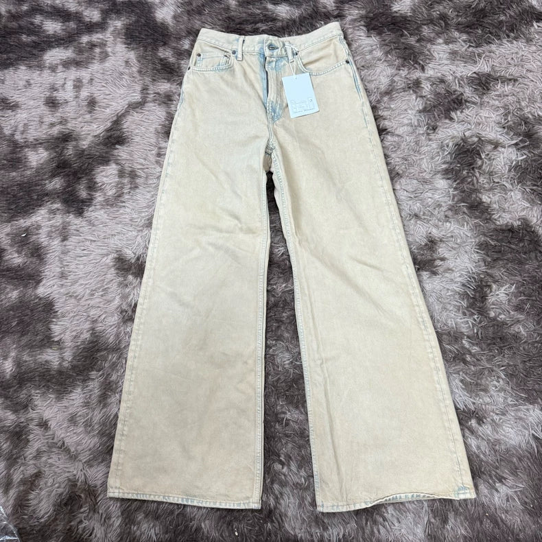 Acne Studios Beige High-Waist Wide-Leg Jeans