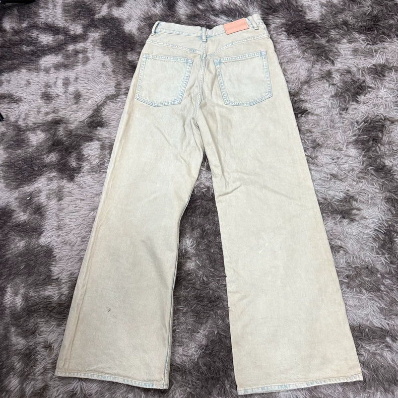 Acne Studios Beige High-Waist Wide-Leg Jeans