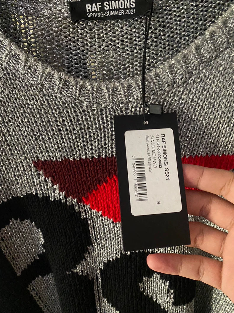 Raf Simons RS Silver Sequin Sweater-yf