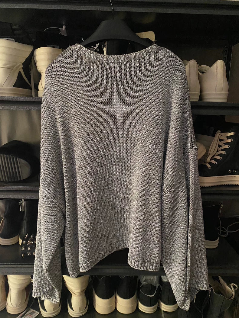 Raf Simons RS Silver Sequin Sweater-yf