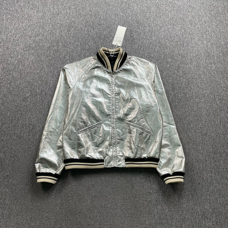 Silver Saint Laurent Bomber Jacket in XL